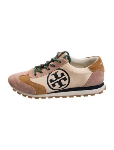 Pre-owned Tory Burch Suede Colorblock Pattern Athletic Sneakers In Pink