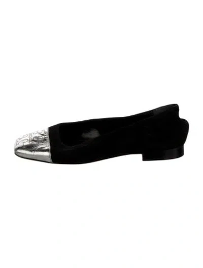 Pre-owned Tory Burch Suede Colorblock Pattern Ballet Flats In Black