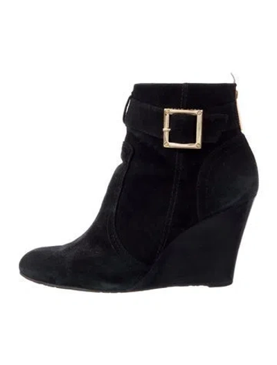Pre-owned Tory Burch Suede Colorblock Pattern Boots In Blue