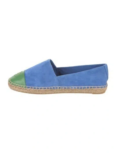 Pre-owned Tory Burch Suede Colorblock Pattern Espadrilles In Blue