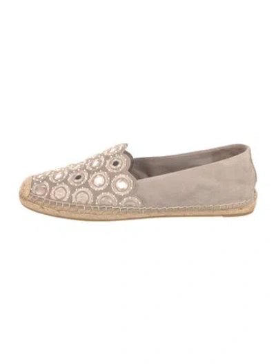 Pre-owned Tory Burch Suede Colorblock Pattern Espadrilles In Neutral