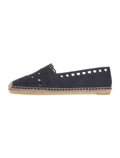 Pre-owned Tory Burch Suede Colorblock Pattern Espadrilles W/ Tags In Blue