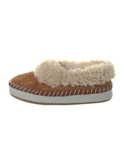 Pre-owned Tory Burch Suede Colorblock Pattern Flats In Brown