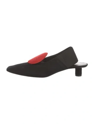 Pre-owned Tory Burch Suede Colorblock Pattern Mules In Black