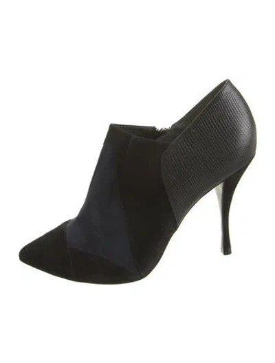 Pre-owned Tory Burch Suede Colorblock Pattern Pumps In Black