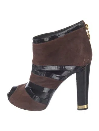 Pre-owned Tory Burch Suede Colorblock Pattern Pumps In Brown