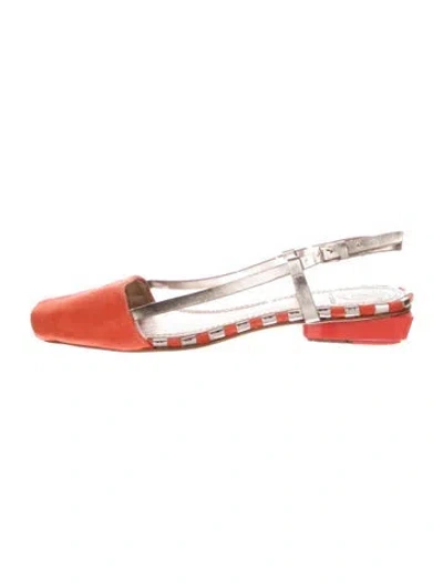 Pre-owned Tory Burch Suede Colorblock Pattern Slingback Flats