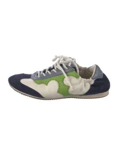 Pre-owned Tory Burch Suede Colorblock Pattern Sneakers In Blue