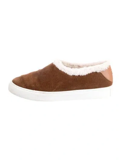 Pre-owned Tory Burch Suede Colorblock Pattern Sneakers In Brown