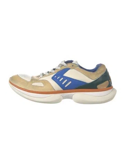 Pre-owned Tory Burch Suede Colorblock Pattern Sneakers In Neutral