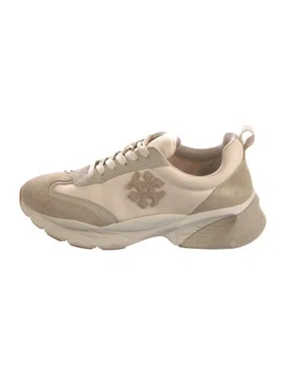 Pre-owned Tory Burch Suede Colorblock Pattern Sneakers In Neutral