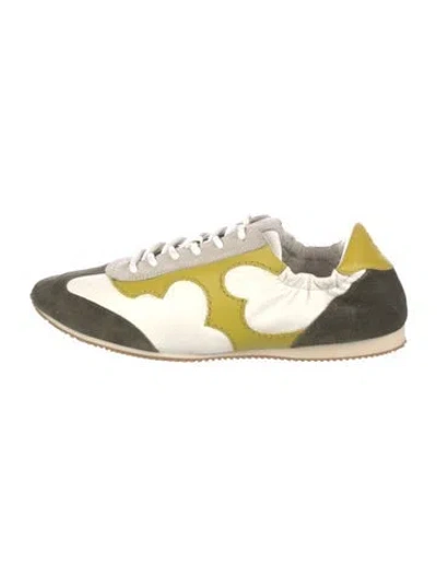 Pre-owned Tory Burch Suede Colorblock Pattern Sneakers In Neutral