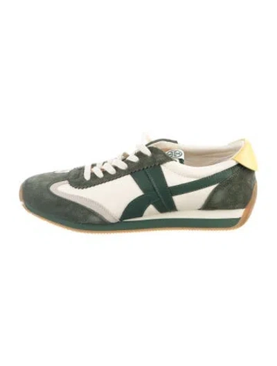 Pre-owned Tory Burch Suede Colorblock Pattern Sneakers In Neutral