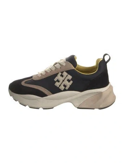 Pre-owned Tory Burch Suede Colorblock Pattern Sneakers In Neutrals