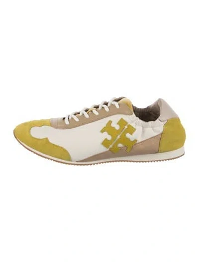Pre-owned Tory Burch Suede Colorblock Pattern Sneakers In Yellow