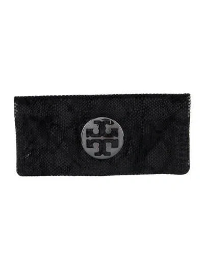 Pre-owned Tory Burch Suede Continental Wallet In Black