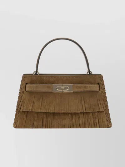 TORY BURCH SUEDE CROSS-BODY BAG FRINGE DETAIL