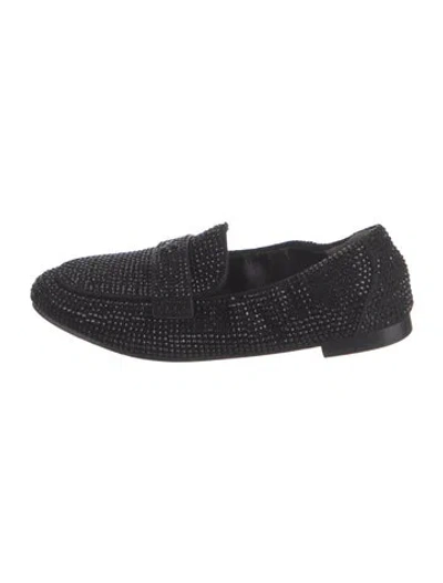 Pre-owned Tory Burch Suede Crystal Embellishments Loafers In Black