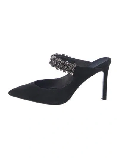 Pre-owned Tory Burch Suede Crystal Embellishments Mules In Blue