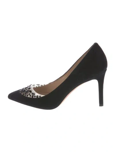 Pre-owned Tory Burch Suede Crystal Embellishments Pumps In Black
