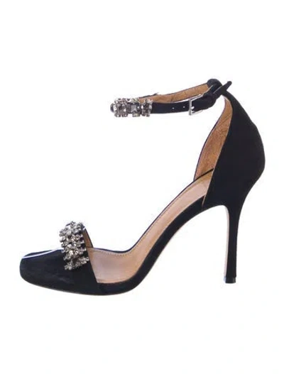 Pre-owned Tory Burch Suede Crystal Embellishments Sandals In Blue