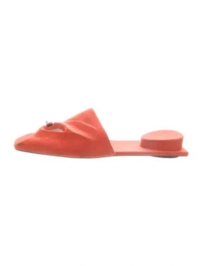Pre-owned Tory Burch Suede D'orsay Flats In Orange