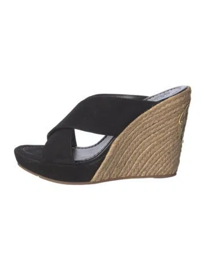 Pre-owned Tory Burch Suede Espadrilles In Black