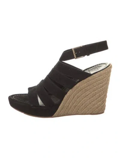 Pre-owned Tory Burch Suede Espadrilles In Black