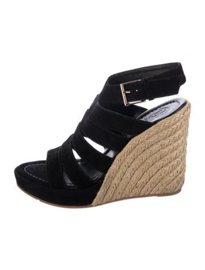 Pre-owned Tory Burch Suede Espadrilles In Black