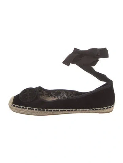 Pre-owned Tory Burch Suede Espadrilles In Black