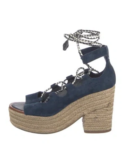 Pre-owned Tory Burch Suede Espadrilles In Blue