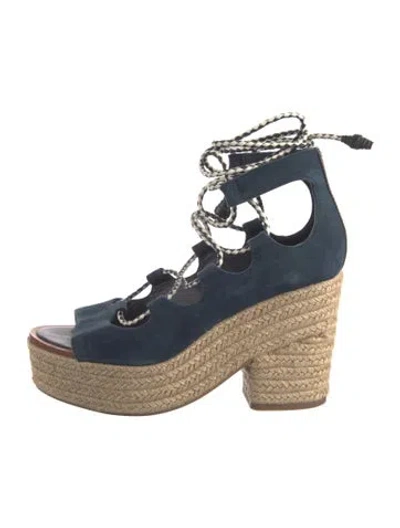 Pre-owned Tory Burch Suede Espadrilles In Blue