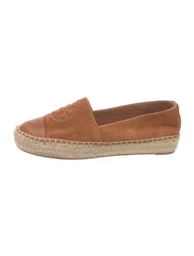 Pre-owned Tory Burch Suede Espadrilles In Brown