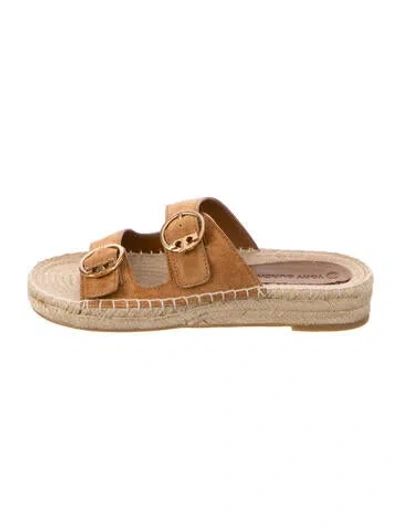Pre-owned Tory Burch Suede Espadrilles In Brown