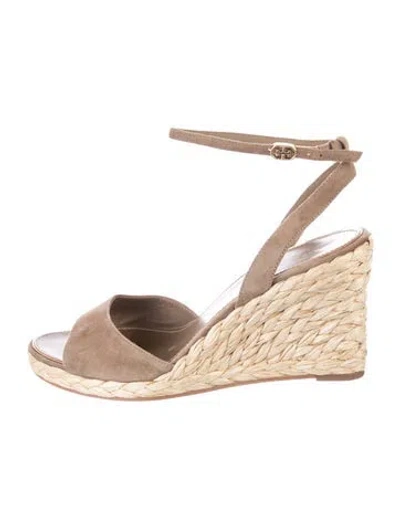 Pre-owned Tory Burch Suede Espadrilles In Brown