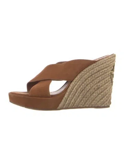 Pre-owned Tory Burch Suede Espadrilles In Brown