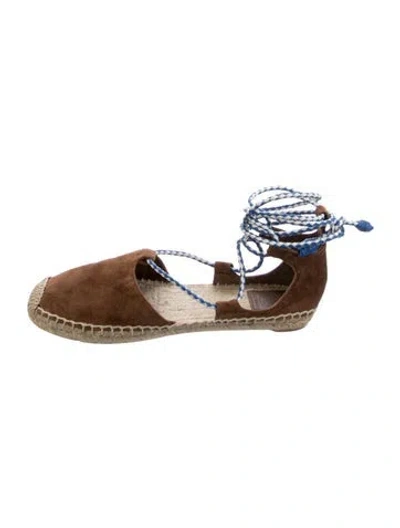 Pre-owned Tory Burch Suede Espadrilles In Brown