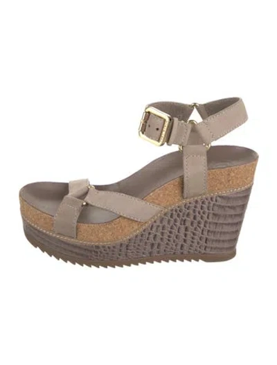 Pre-owned Tory Burch Suede Espadrilles In Gray