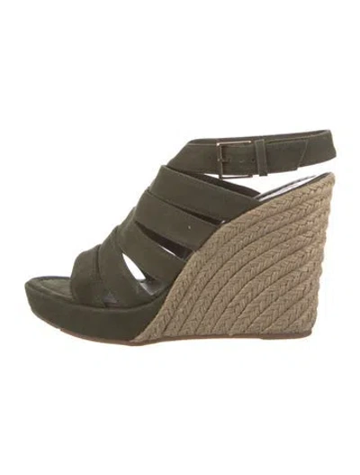 Pre-owned Tory Burch Suede Espadrilles In Green