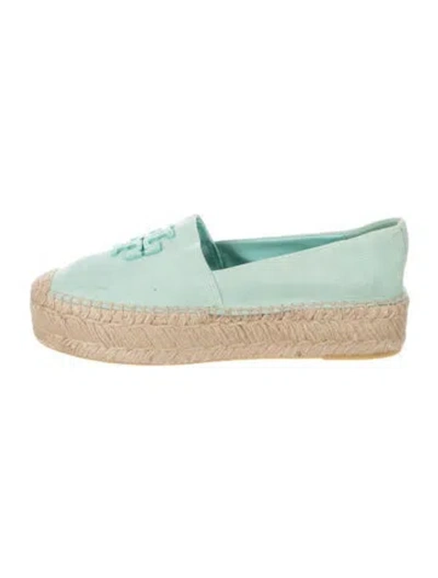 Pre-owned Tory Burch Suede Espadrilles In Green