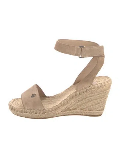 Pre-owned Tory Burch Suede Espadrilles In Neutral