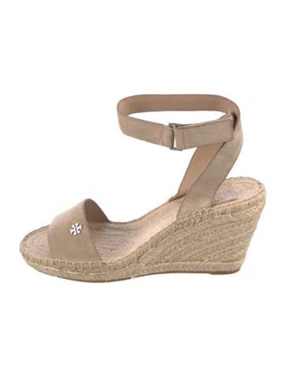 Pre-owned Tory Burch Suede Espadrilles In Neutral