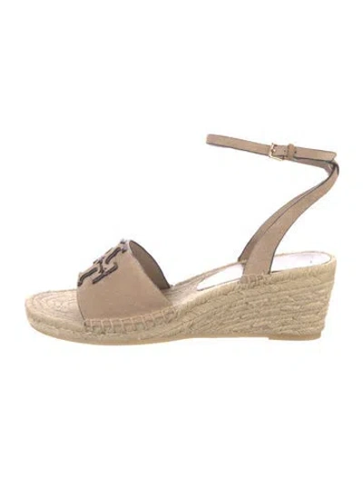 Pre-owned Tory Burch Suede Espadrilles In Neutral