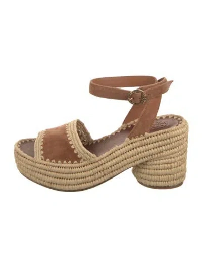 Pre-owned Tory Burch Suede Espadrilles In Neutral
