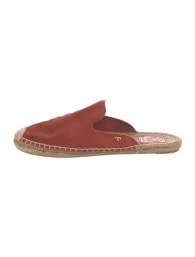 Pre-owned Tory Burch Suede Espadrilles In Neutrals/red