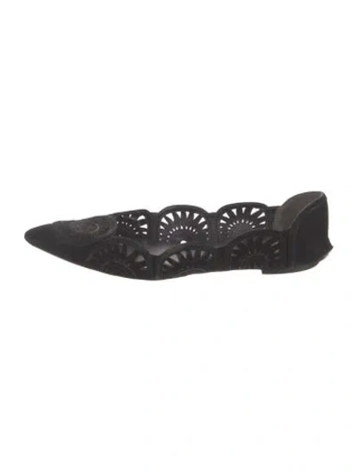 Pre-owned Tory Burch Suede Flats In Black