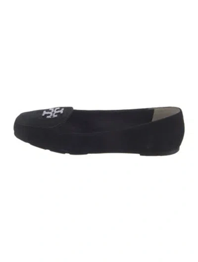Pre-owned Tory Burch Suede Flats In Black