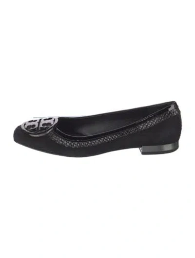 Pre-owned Tory Burch Suede Flats In Black