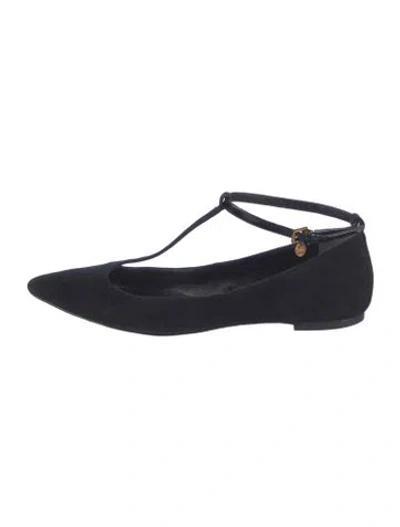 Pre-owned Tory Burch Suede Flats In Black