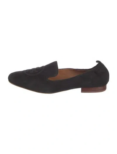 Pre-owned Tory Burch Suede Flats In Black